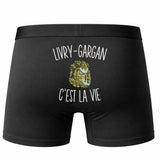 Boxer Homme Livry-Gargan c’est la vie – Impression au dos – Noir