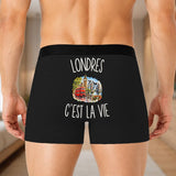 Boxer Homme Londres c’est la vie – Impression au dos – Noir