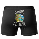 Boxer Homme Mayotte c’est la vie – Impression au dos – Noir