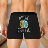 Boxer Homme Mayotte c’est la vie – Impression au dos – Noir