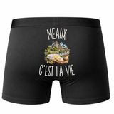 Boxer Homme Meaux c’est la vie – Impression au dos – Noir