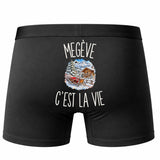 Boxer Homme Megève c’est la vie – Impression au dos – Noir