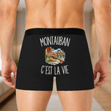Boxer Homme Montauban c’est la vie – Impression au dos – Noir