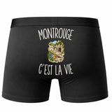 Boxer Homme Montrouge c’est la vie – Impression au dos – Noir