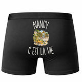 Boxer Homme Nancy c’est la vie – Impression au dos – Noir