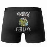 Boxer Homme Nanterre c’est la vie – Impression au dos – Noir