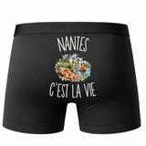 Boxer Homme Nantes c’est la vie – Impression au dos – Noir