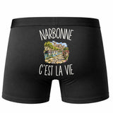 Boxer Homme Narbonne c’est la vie – Impression au dos – Noir