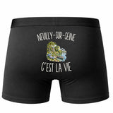 Boxer Homme Neuilly-sur-Seine c’est la vie – Impression au dos – Noir