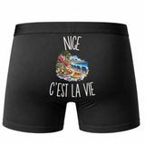 Boxer Homme Nice c’est la vie – Impression au dos – Noir