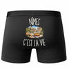 Boxer Homme Nîmes c’est la vie – Impression au dos – Noir