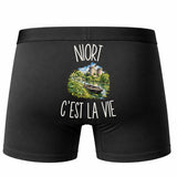 Boxer Homme Niort c’est la vie – Impression au dos – Noir