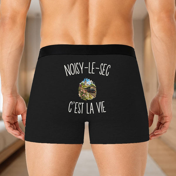 Boxer Homme Noisy-le-Sec c’est la vie – Impression au dos – Noir