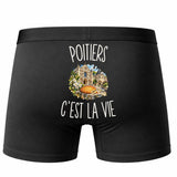 Boxer Homme Poitiers c’est la vie – Impression au dos – Noir