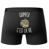 Boxer Homme Quimper c’est la vie – Impression au dos – Noir