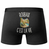 Boxer Homme Roubaix c’est la vie – Impression au dos – Noir