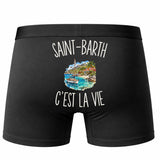Boxer Homme Saint-Barth c’est la vie – Impression au dos – Noir