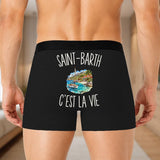 Boxer Homme Saint-Barth c’est la vie – Impression au dos – Noir