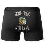 Boxer Homme Saint-Brieuc c’est la vie – Impression au dos – Noir