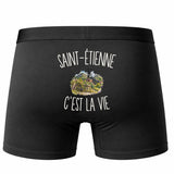 Boxer Homme Saint-Étienne c’est la vie – Impression au dos – Noir