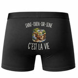 Boxer Homme Saint-Ouen-sur-Seine c’est la vie – Impression au dos – Noir