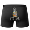Boxer Homme Sète c’est la vie – Impression au dos – Noir
