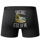 Boxer Homme Suresnes c’est la vie – Impression au dos – Noir