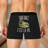 Boxer Homme Suresnes c’est la vie – Impression au dos – Noir
