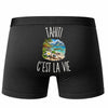 Boxer Homme Tahiti c’est la vie – Impression au dos – Noir
