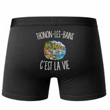 Boxer Homme Thonon-les-Bains c’est la vie – Impression au dos – Noir