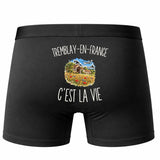 Boxer Homme Tremblay-en-France c’est la vie – Impression au dos – Noir