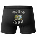 Boxer Homme Vaulx-en-Velin c’est la vie – Impression au dos – Noir