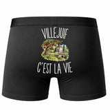 Boxer Homme Villejuif c’est la vie – Impression au dos – Noir