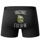 Boxer Homme Vincennes c’est la vie – Impression au dos – Noir