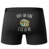 Boxer Homme Vitry-sur-Seine c’est la vie – Impression au dos – Noir