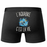 Boxer Homme L’Aquabike c’est la vie – Impression au dos – Noir