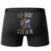 Boxer Homme L’E-Sport c’est la vie – Impression au dos – Noir