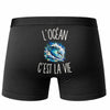 Boxer Homme L’Océan c’est la vie – Impression au dos – Noir