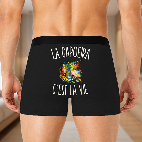 Boxer Homme La Capoeira c’est la vie – Impression au dos – Noir