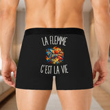 Boxer Homme La Flemme c’est la vie – Impression au dos – Noir