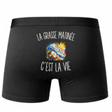 Boxer Homme La Grasse Matinée c’est la vie – Impression au dos – Noir