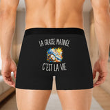 Boxer Homme La Grasse Matinée c’est la vie – Impression au dos – Noir