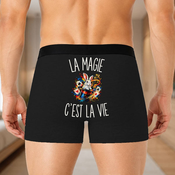 Boxer Homme La Magie c’est la vie – Impression au dos – Noir
