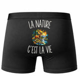 Boxer Homme La Nature c’est la vie – Impression au dos – Noir