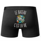 Boxer Homme Le Bateau c’est la vie – Impression au dos – Noir