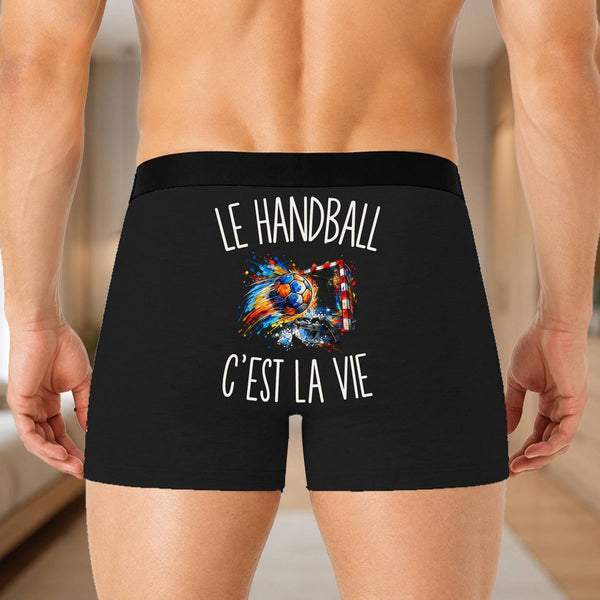 Boxer Homme Le Handball c’est la vie – Impression au dos – Noir