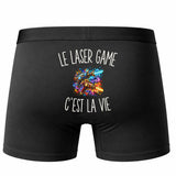Boxer Homme Le Laser Game c’est la vie – Impression au dos – Noir