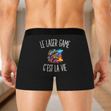 Boxer Homme Le Laser Game c’est la vie – Impression au dos – Noir