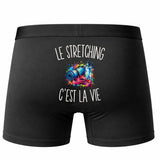 Boxer Homme Le Stretching c’est la vie – Impression au dos – Noir