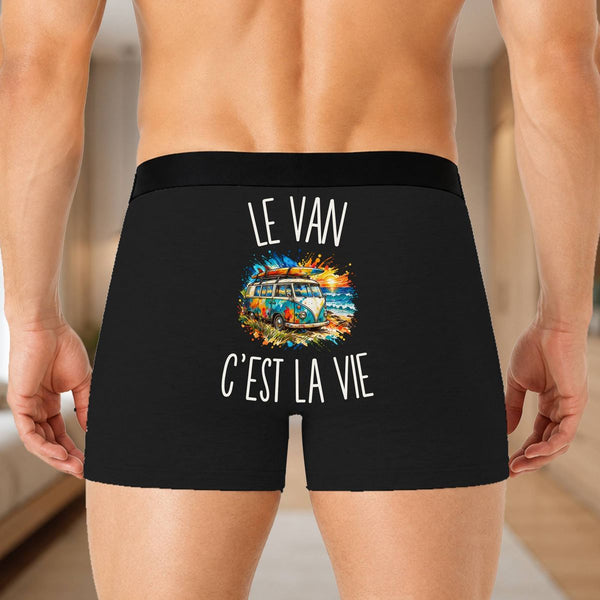 Boxer Homme Le Van c’est la vie – Impression au dos – Noir